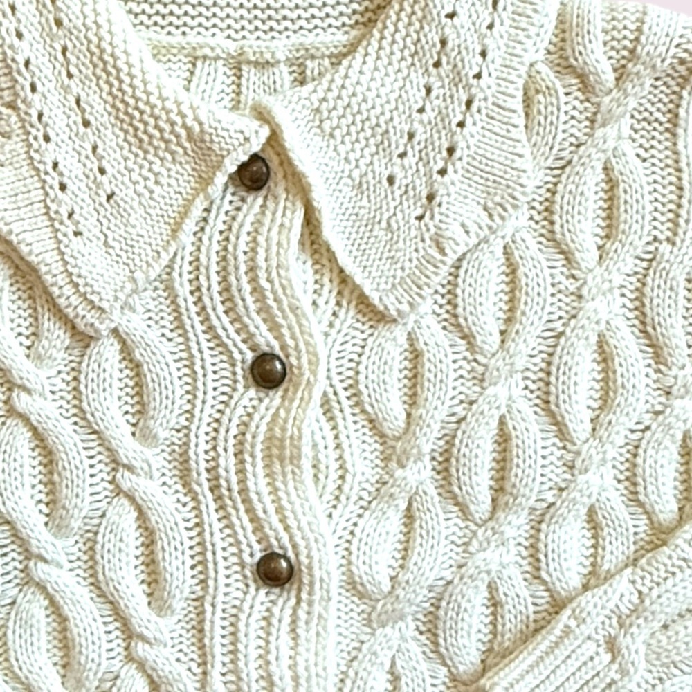 Cider Cream Cable Knit Cropped Cardigan - Picture 2 of 6